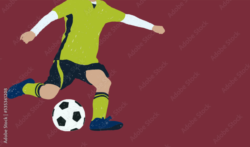 Fifa World Cup Qatar 2022 banner with football player kicking the ball. Vector illustration of a soccer championship