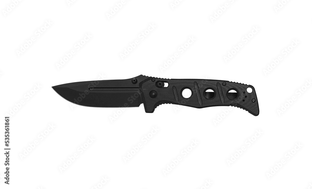 Khaki pocket folding knife. Compact metal sharp tactical knife with a folding blade. Isolate on a white back. Khaki pocket folding knife. Compact metal sharp tactical knife with a folding blade. Isolate on a white back.