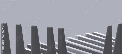 Abstract 3D rendering, futuristic building concept, can also be like machine parts, with a gray color combination, very suitable for design backgrounds.