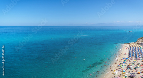 Tropea beach along the Tyrrhenian Sea Coast of Gods (Costa degli Dei). Tropea beautiful resort city of Calabria, southern Italy. © RasaBasa