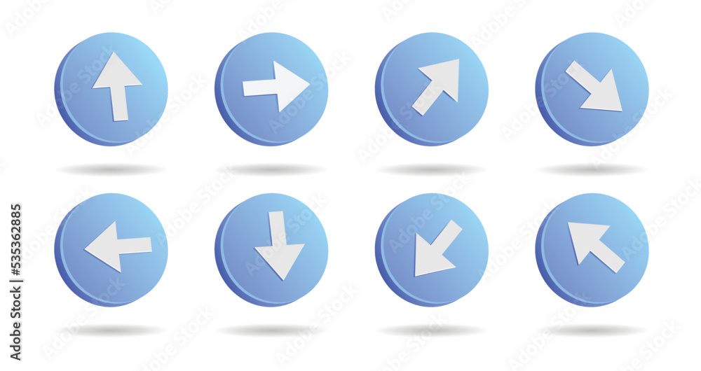 3D arrow keys in round shape. a collection of arrow directional symbols for interface design, web design, apps and more 3D arrow keys in round shape. a collection of arrow directional symbols for interface design, web design, apps and more