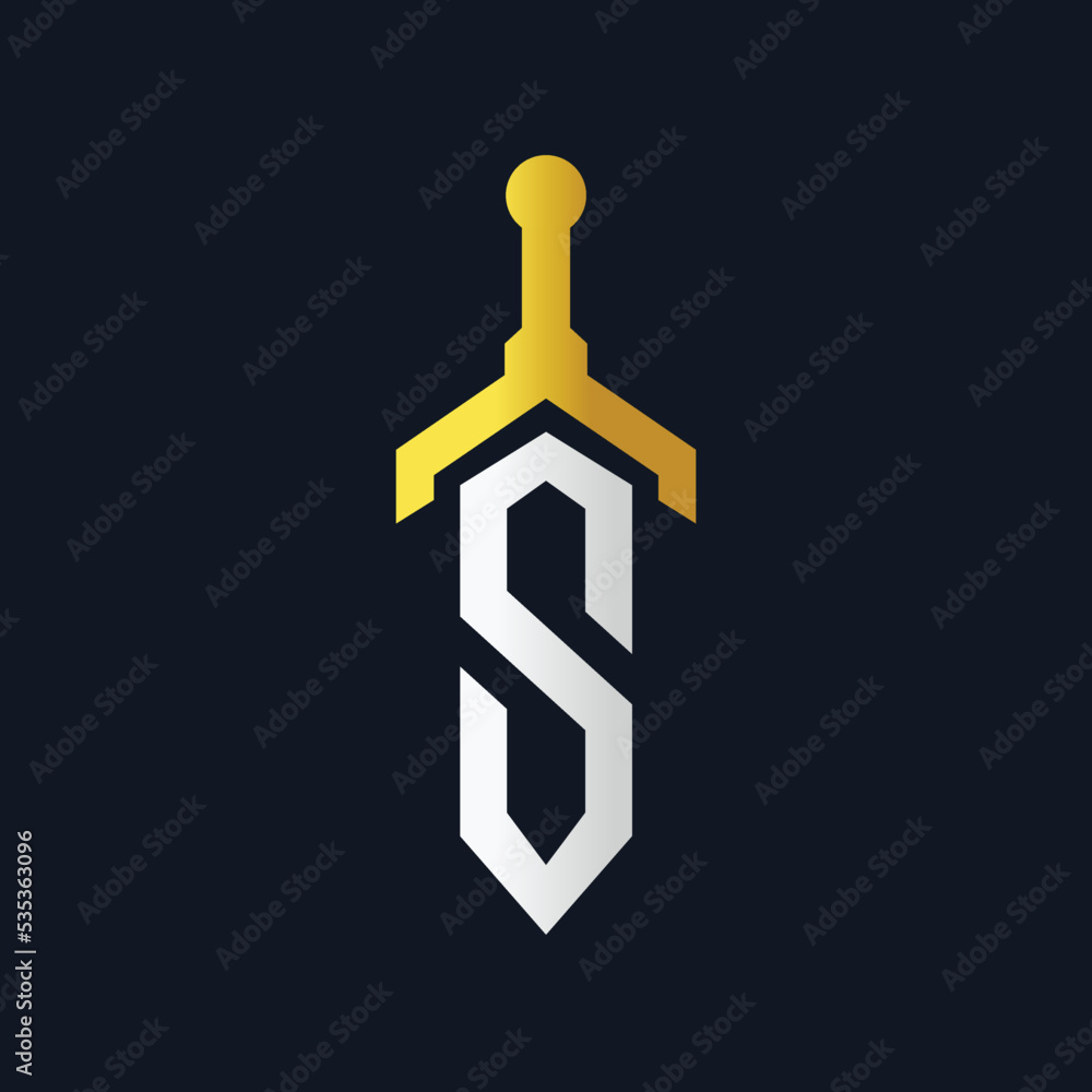 Letter S with Sword Logo design Letter S with Sword Logo design