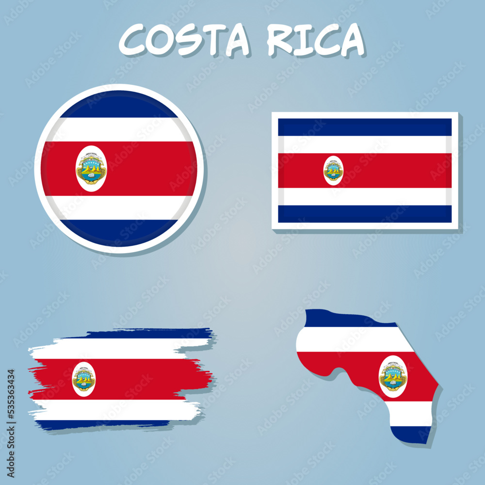 Naklejka premium Vector map of Costa Rica with regions, coat of arms and location on world map.