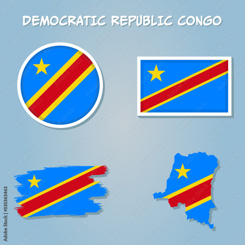 Congo map and flag vector, Congo map, Congo flag.