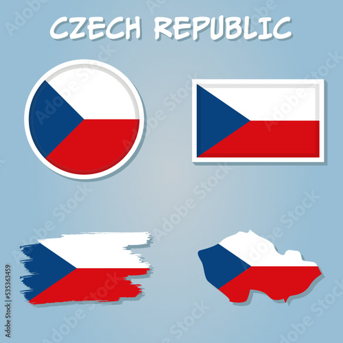 Shape map and flag of Czech Republic country.