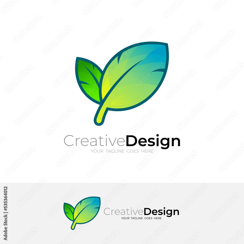 Leaf logo with nature design vector, simple icons Leaf logo with nature design vector, simple icons