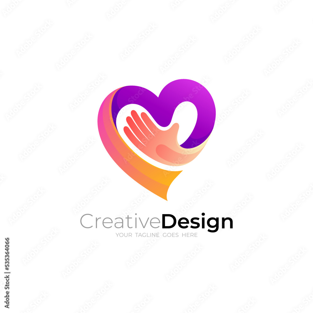 Heart care logo design vector, social icon and community logos