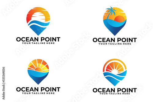 set of ocean point logo vector design template