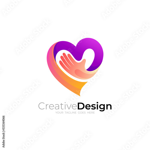Heart care logo design vector, social icon and community logos