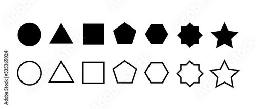 Collection black basic geometric shape. Geometric figure icon vector illustration.