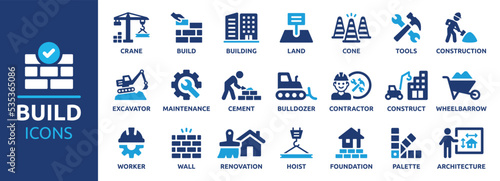 Canvas-taulu Build and construction icon element set