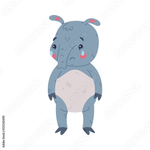 Cute Grey Tapir Animal with Proboscis Standing and Crying Vector Illustration