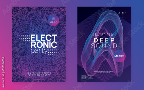 Abstract music flyer. Techno dj party. Electro dance event. Electronic trance sound. Club poster.