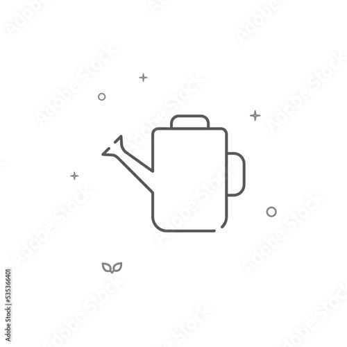 Garden watering can simple vector line icon. Symbol, pictogram, sign isolated on white background. Editable stroke. Adjust line weight.