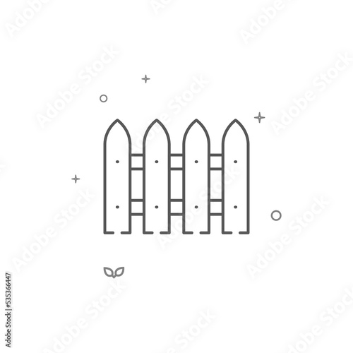 Wood garden fence simple vector line icon. Symbol  pictogram  sign isolated on white background. Editable stroke. Adjust line weight.