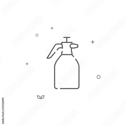 Garden sprayer, pulverizer simple vector line icon. Symbol, pictogram, sign isolated on white background. Editable stroke. Adjust line weight.