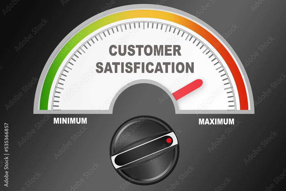 Customer satisfication rating scale in speedometer and knob Stock ...