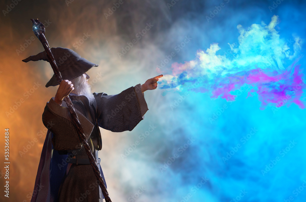 Merlin Wizard figure halloween background render 3d Stock Photo | Adobe