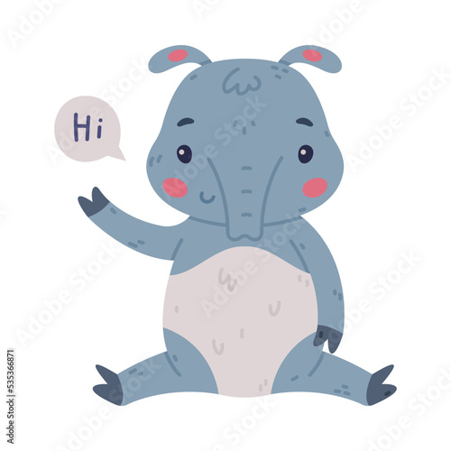 Cute Grey Tapir Animal with Proboscis Sitting and Saying Hi Vector Illustration