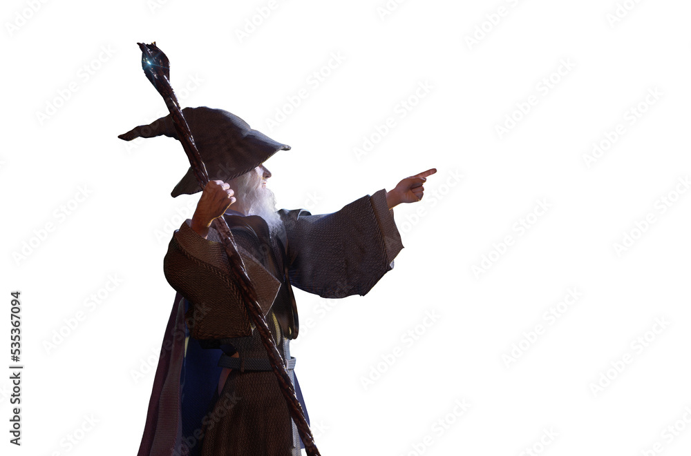 Merlin Wizard figure halloween background render 3d on transparent