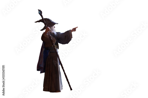 Foto Merlin Wizard  figure  halloween background render 3d on transparent background