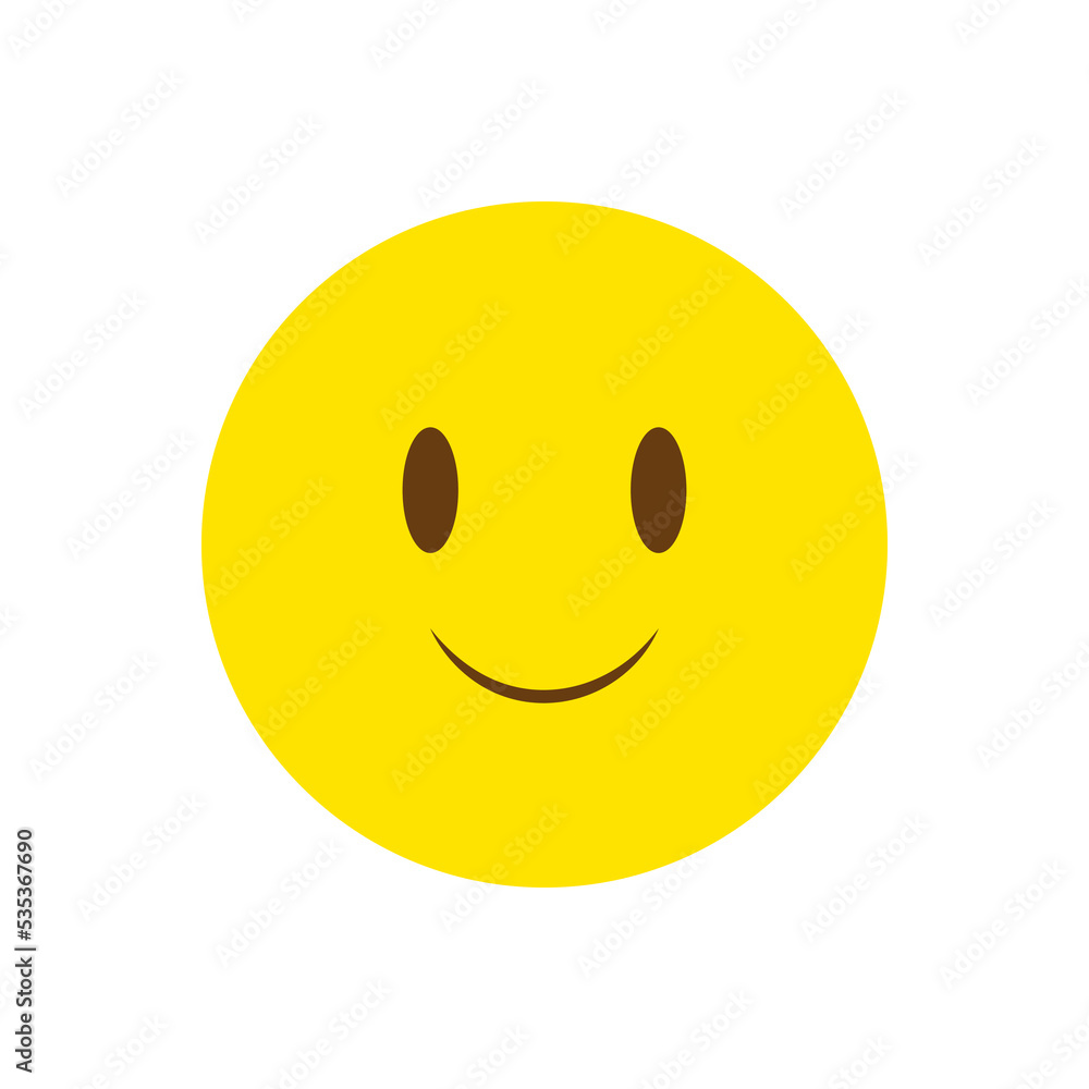 Fototapeta premium Happy yellow smiley face. Smile icon. Round shape. Vector illustration. Stock image. 