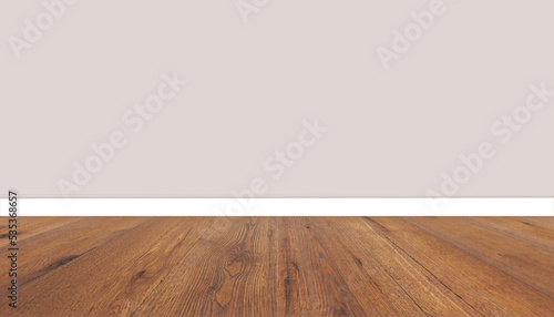 Empty room with mahogany wooden floor background. © IKT224
