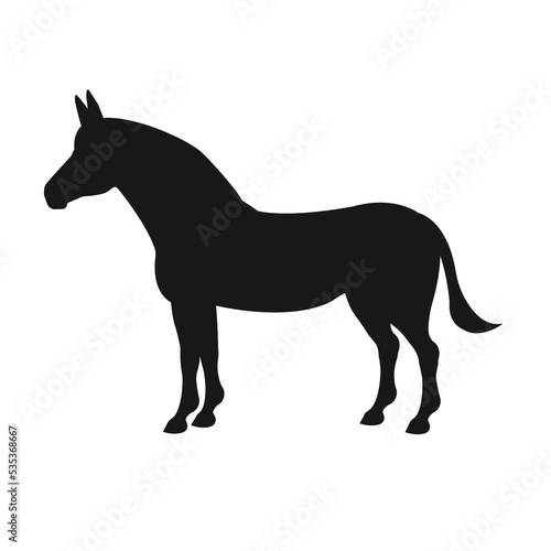 Vector flat hand drawn donkey silhouette isolated on white background