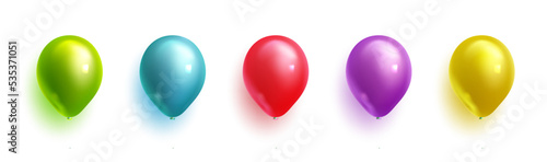 Birthday balloons set vector design. Balloon colorful elements collection for kids party decoration isolated in white background. Vector Illustration.
