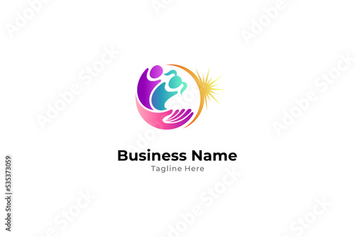 Childcare logo with sun, Kids world logo