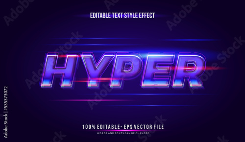 futuristic blue light with shiny outline title text style effect. editable font vector file	
