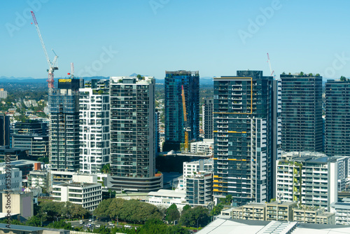 Aerial view of apartment buildings in Brisbane CBD