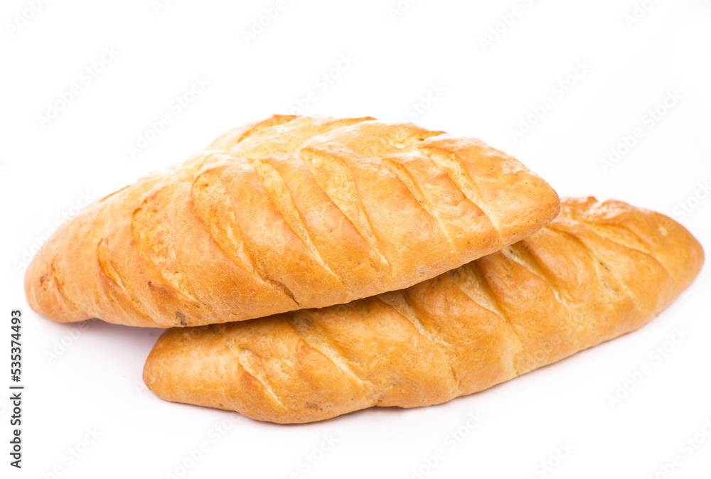 Traditional homemade bread isolated on a white background Traditional homemade bread isolated on a white background