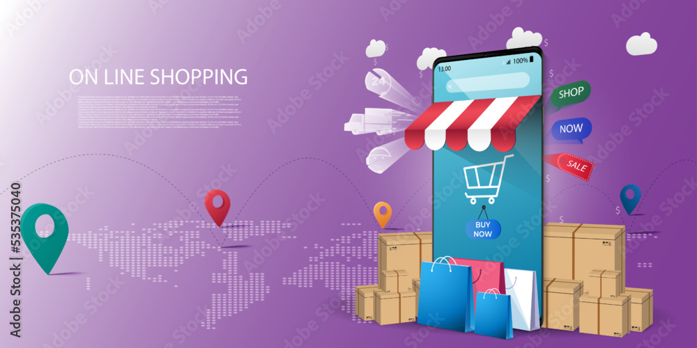 Online shopping on the website or mobile application Vector design concept, illustration, online store, 24-hour delivery.