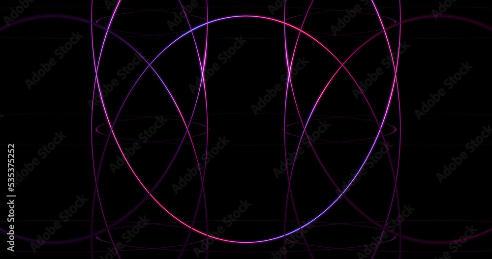 Render with red and purple hoops on black