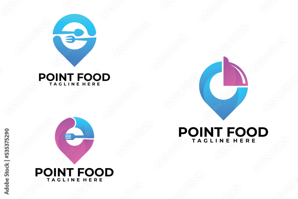 set of point food logo vector design template