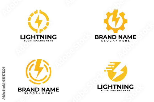 set of lightning logo vector design template