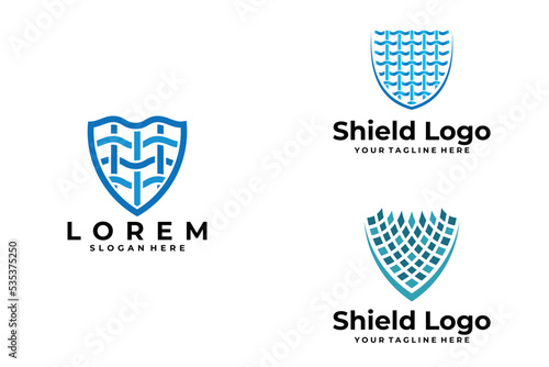 set of fabric shield logo vector design template