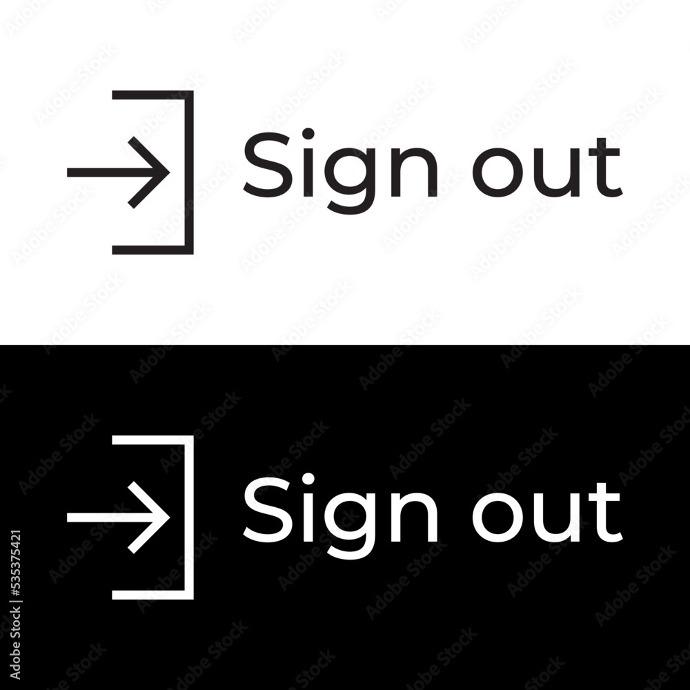 Sign out menu icon vector in clipart style