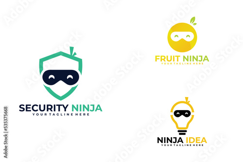 set of ninja logo vector design template