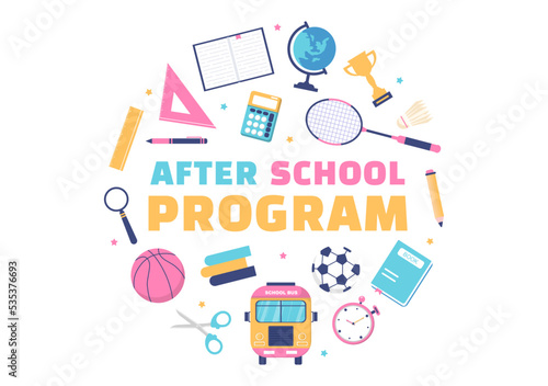 Students Leave School Building After Class or Program and Back to Home in Template Hand Drawn Cartoon Flat Style Illustration