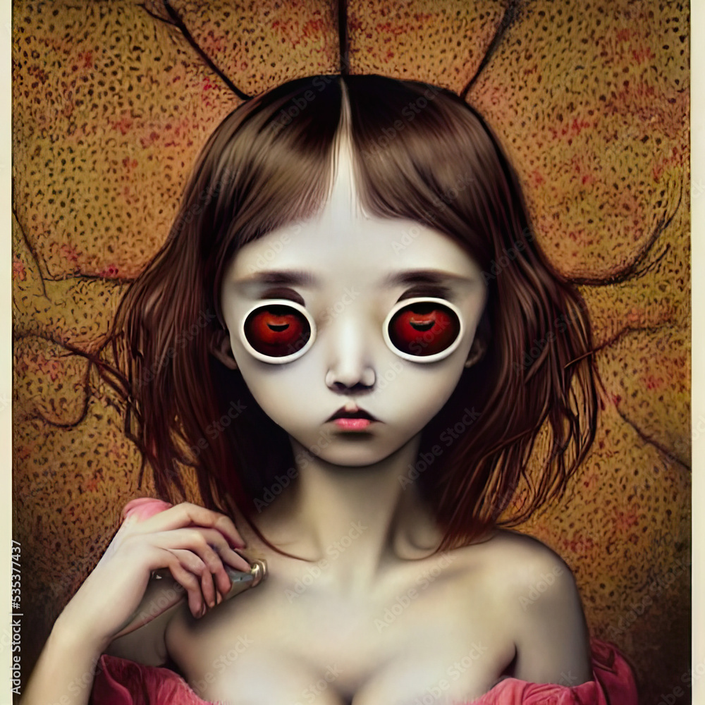 Fototapeta premium girl, lady, beauty, horror element, suspense,eyes,face,art