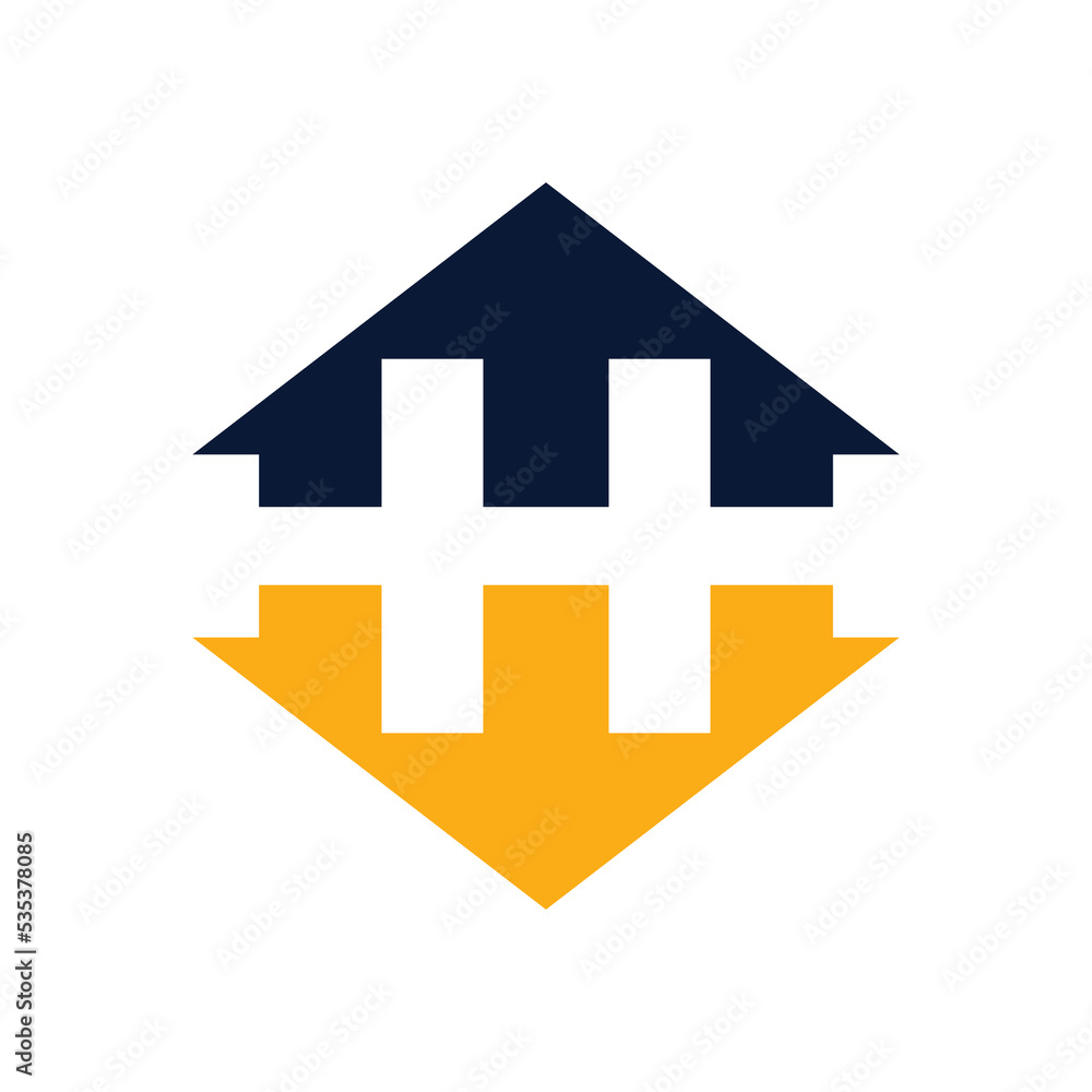 Real estate logo with letter H. HH logo design with home Real estate logo with letter H. HH logo design with home