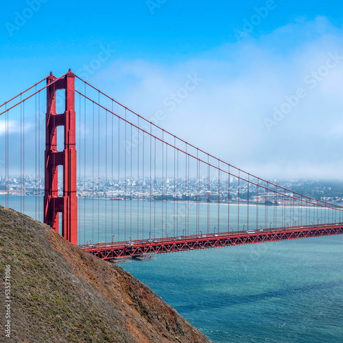 A foggy summers day over San Francisco, California