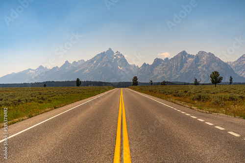 Road leading to Grand Teton National Park.