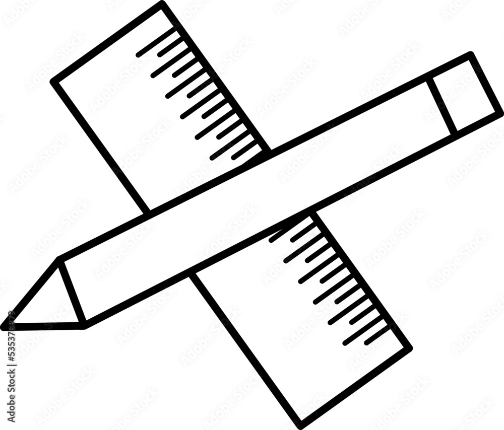 Pencil and ruler icon in trendy outline style design..eps Pencil and ruler icon in trendy outline style design..eps