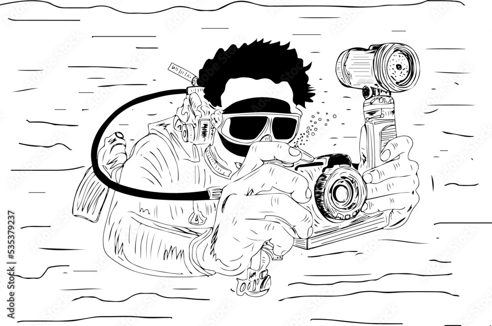 scuba diver man doing underwater photography, Underwater cameraman