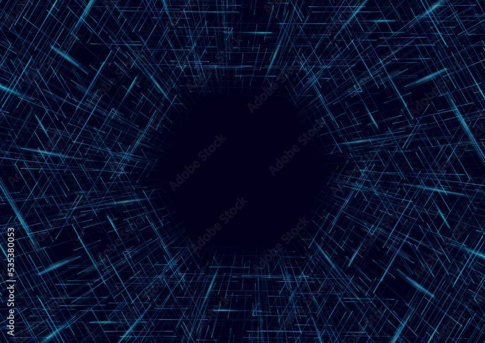 Blue minimal glowing lines abstract futuristic dark tech background. Vector hexagon shape design