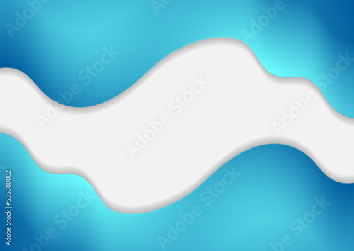 Blue smooth glossy waves abstract elegant background. Vector design