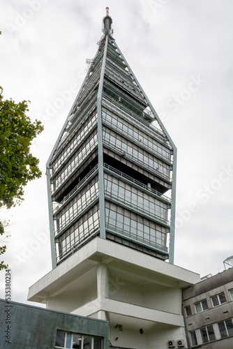 The Kamzik TV Tower. (Veza). 196-metre tall transmission tower with a public observation deck. Bratislava. Slovakia. photo